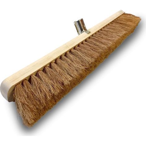Street sweeper broom, coconut fibers, wooden sole, metal socket Ø 28 mm, for outdoor use (1/5)