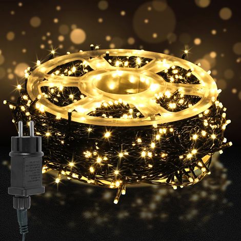 TolleTour Catena luminosa LED 100 m 500 LED bianco caldo, 8 modalità, memoria, cavo 5 m, IP44, cavo verde scuro, per Natale, giardino, balcone, terrazza e feste (1/5)