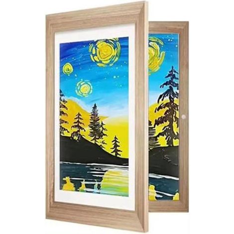 Cadre interchangeable A4 pour dessins d'enfants - Art mural en bois naturel - Cadre photo et poster (1/5)