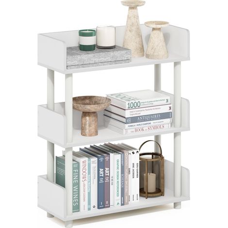 Turn-N-Tube 3 Niveaux Étagère d’Exposition, étagères de Rangement avec Bords supérieurs arrondis, pour Organisation et Rangement, Salon, Bureau à Domicile, Blanc (1/5)