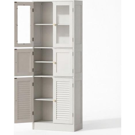Armoire haute de salle de bains en MDF et verre 6 portes 60 x 30 x 170 cm MODENUIT (1/5)