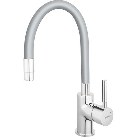 Grifo de cocina Zumba, caño flexible plateado, cromado (1/3)