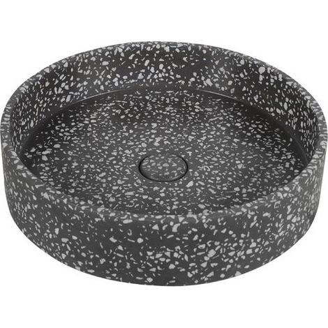 Lavabo da appoggio rotondo con finitura terrazzo nero  KTERE-430N kamalu
