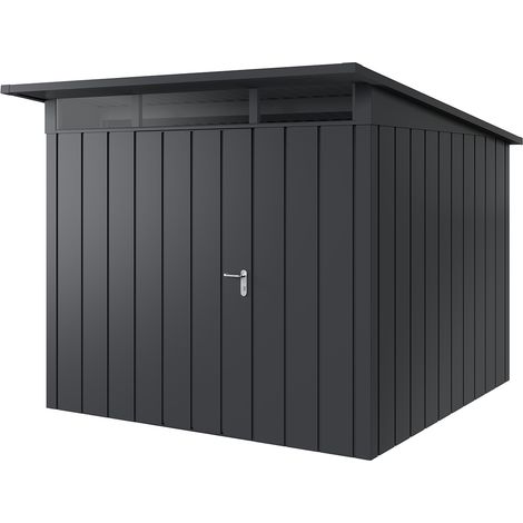 Hörmann Metall-Gerätehaus "Juno" mit Pultdach, JPD10 - Modern, 262 x 262 cm (B x T), anthrazit, 1-flüglige Tür, Anschlag links (1/5)