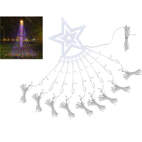 Fünfzackige, sternförmige LED-Lichterketten, fließende Girlanden, farbenfrohe Weihnachtsdekorationen, Lichterketten für den Außenbereich, Baumgirlanden, bunte, standardmäßige amerikanische Lichterkett (1/5)