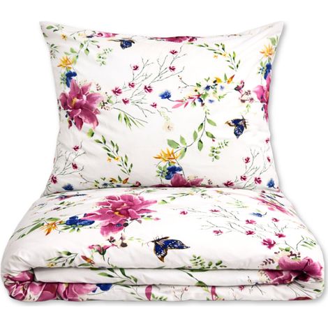 SET DI BIANCHERIA DA LETTO 200x220 100% COTONE SPESSO 3 PEZZI FIORI POLACCI PREMIUM