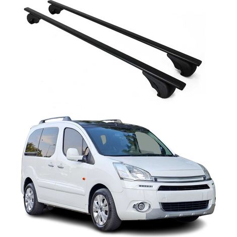 OMAC Barres de toit pour Citroën Berlingo 2008-2018 – TÜV / DIN 75302:2019 – Antivol inclus – Charge max 75 kg – 2 barres Noir (1/4)