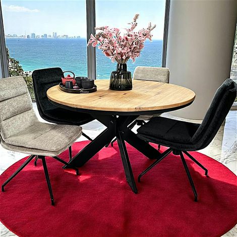 Table ronde extensible en chêne huilé 130 cm PALERME (1/5)