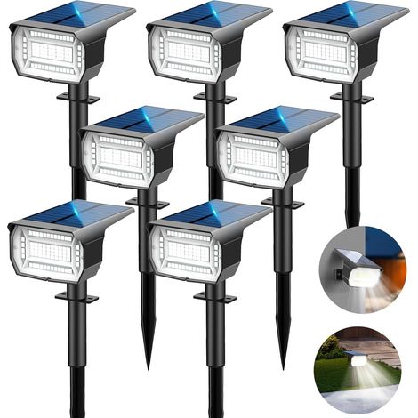 Solar-Außenstrahler [7er-Pack/72 LEDs], 3 Modi, IP67 wasserdicht, 6500 K, 2-in-1-Funktion, Außenstrahler für Hof, Zaun, Weg, Einfahrt, Veranda, Garten