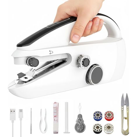 1 Machine à coudre manuelle, Double alimentation, 2 vitesses, Kit accessoires, Pour vêtements et DIY (1/5)
