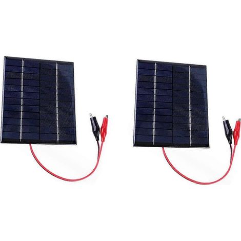 Lot de 2 chargeurs solaires pliables 12V 2W avec câble à pince -- (1/5)