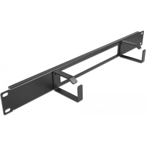 Delock Panel de gestiÃ³n de cables de 19 con abertura y 2 ganchos 1U negro