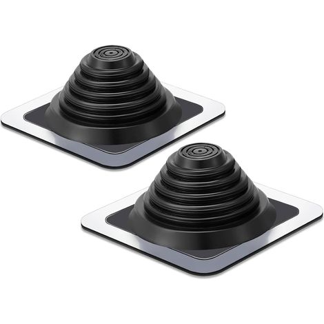 Lot de 2 grilles d'aération de toit en métal clignotantes pour maisons - Convient aux tuyaux de 0,6 cm à 14,5 cm - Crics de toit flexibles Epdm pour toiture, base carrée 20,3 x 20,3 cm (1/5)