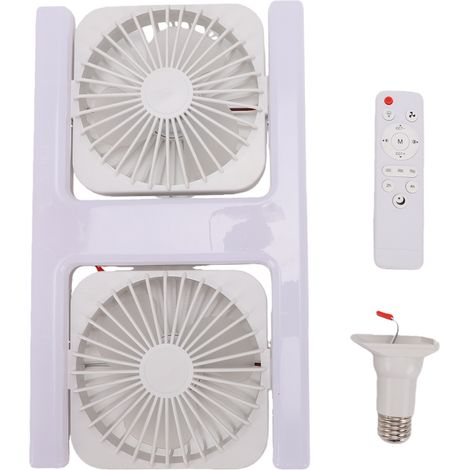 Ventilateur de plafond avec douille à double rangée, lampe silencieuse de type H avec télécommande et culot E27 pour salon, chambre et bureau. (1/5)