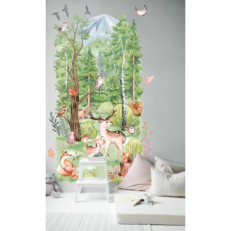 Grand Décor Panoramique Découpé, Animaux de la Forêt Enfant, variable 155cm X 82cm (1/5)
