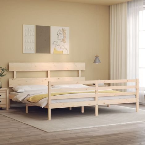 Bed Frame without Mattress Super King Size Solid Wood vidaXL (1/5)