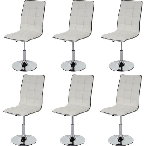 [JAMAIS UTILISÉ] 6x chaise de salle à manger HHG-834, fauteuil, similicuir, blanc