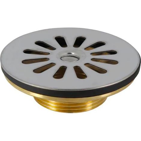 Nicoll – Bonde à grille Ø84 en laiton pour évier grès et synthétique 1 bac – Sortie 1 1/2" – Grille et plateau inox