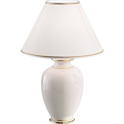 Kolarz GIARDINO - Lifestyle Fabric Tapered Shade Tischleuchte aus poliertem Elfenbein, 1x E27 (1/4)