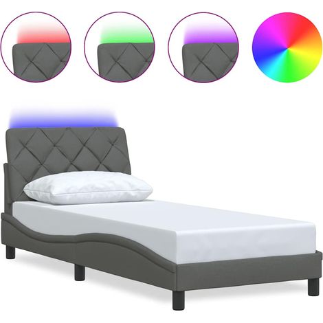 Maison Exclusive - Giroletto con LED senza Materasso Grigio Scuro 90x200cm Tessuto