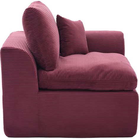 Sessel 1-Sitzer mit Kissen Komfortschaum Hohe Elastizität Breite Sitzfläche Minimalistisches Design aus Cord Weinrot (1/5)