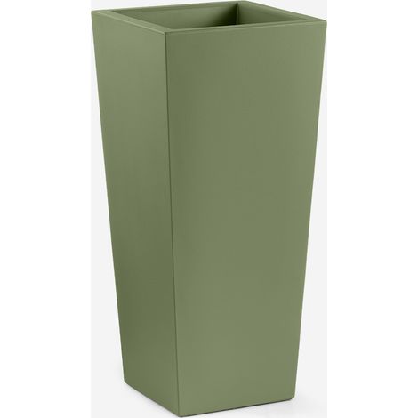 Vaso quadrato alto da esterno in polietilene Gaia 85 - Verde 2
