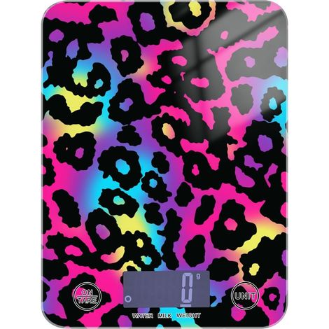 Petite balance de cuisine avec écran LCD imprimé léopard coloré fluo 5 (1/5)