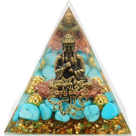 Pyramide de cristal Bouddha Design Exquis et Magnifique Ornement de Pierre de Pouvoir pour le Yoga et la Méditation (1/5)