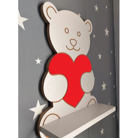 Estantería de osito de peluche con corazón rojo (1/5)