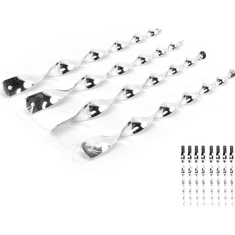 Répulsif anti-oiseaux réfléchissant et rotatif à suspendre pour jardin, cour ou verger, argent, lot de 8 (1/5)
