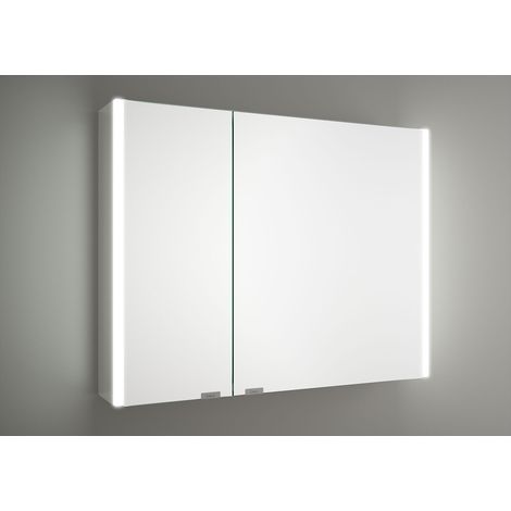 Salgar Spiegelschrank ALLIANCE 800 2 Spiegeltüren doppelt verspiegelt inkl. Schalter und Steckdose und mit seitlichem LED-Licht(22W) 830 x 650 x 150 mm (1/3)