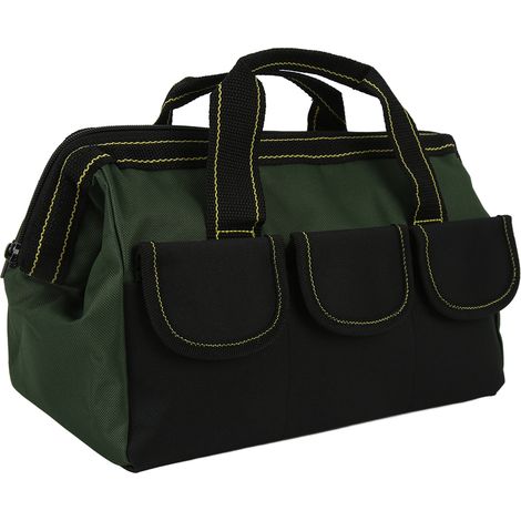 Borsa porta attrezzi da 13 pollici, borsa multifunzionale impermeabile a bocca larga realizzata in tessuto Oxford per casa e negozio, verde militare