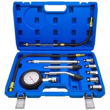 Car Compression Tester, 11pcs Compression Testers for Cylinder Gasoline Engines Digital Compression Gauge 250 PSI Gasoline Automotive Compressiometer Set (1/4)