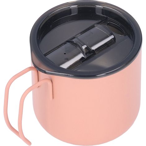 Tasse à café rose en acier inoxydable avec couvercle, gobelet isotherme antichute 350ml pour voyage, infusion et boissons chaudes (1/5)
