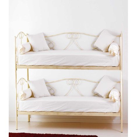 Divano Letto a Castello in Ferro Battuto Gloria Colori Ferro: Azzurro - Shabby Chic (1/2)