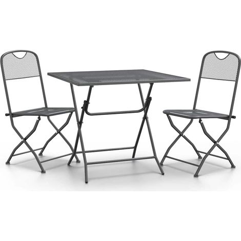 Maison Exclusive - Set da Pranzo per Giardino 3pz Rete Metallica Espansa Antracite (1/5)