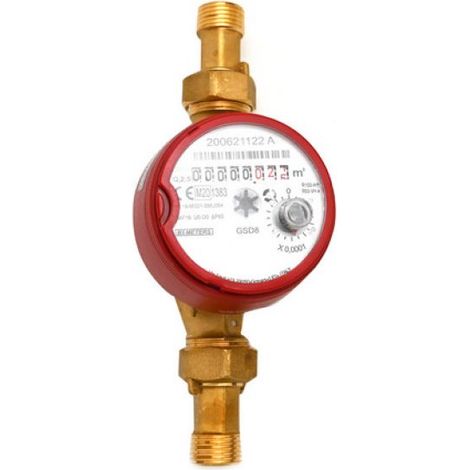 CONTATORE PER ACQUA CALDA 90° Diam. 15 - 1/2&quot L. 110