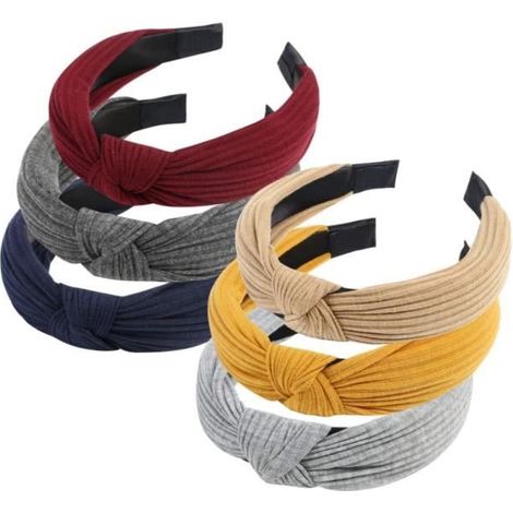 Bandeau Cheveux Femme, Bandeau Cheveux Femme Vintage Larges Serre-Têtes en Tissu, Bandeaux avec Nœuds Hair Accessoires Femme 6PCS-Ywey (1/4)