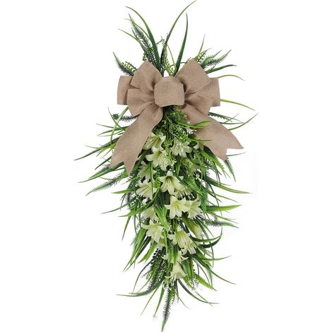 Couronne De Fleur De Lis - Pour Porte D'Entrée Extérieure - Printemps Décoration Intérieure Et Extérieure - 30 X 60 Cm - 1 Pièce (1/5)