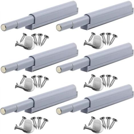 Magnetic touch-release door latches for cupboards and display cases open/close doors with a single touch (6 pieces) (1/4)