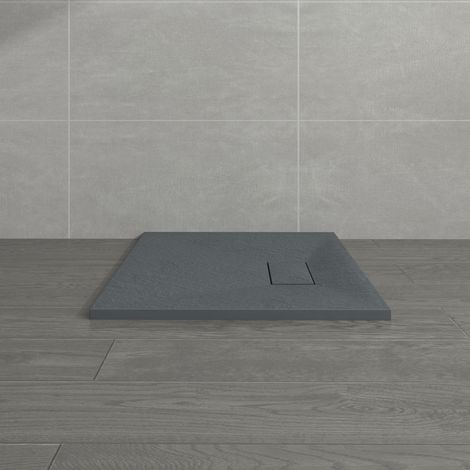 NRG 700 x 700mm Anthracite SMC Square Slate Effect Bathroom Shower Enclosure Tray (1/5)