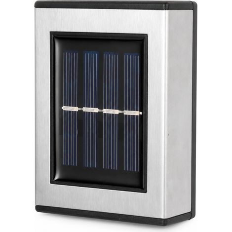 Applique Murale Solaire en Acier Inoxydable, 2 LED Multicolores Haut et Bas pour Jardin Extérieur, Étanche (1/5)