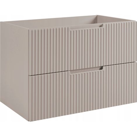 Rodan Waschbeckenunterschrank 80 cm, Beige, 46 x 80 x 57 cm, wandhängend, MDF-Fronten, Schubladen, feuchtraumgeeignet