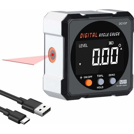 Niveau numérique magnétique avec laser, inclinomètre électronique pour charpente, chantier et travaux DIY - Outil de mesure d'angle pour menuiserie et bricolage (1/5)