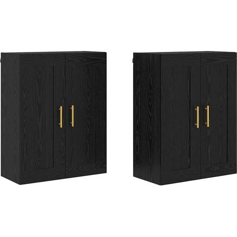 Meuble mural Montage mural 2 pcs Chêne noir 69,5 x 34 x 90 cm (1/5)