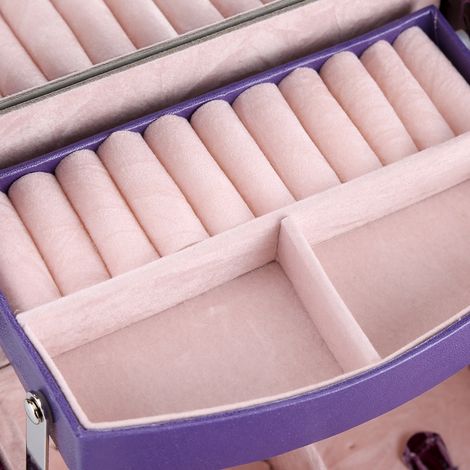 3-stöckige Schmuckaufbewahrungsbox für Halsketten und Ringe, Geschenkidee für Damen, Haushaltswaren (1/5)
