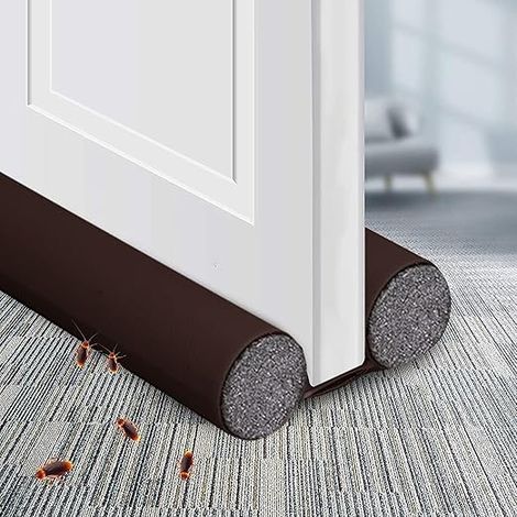 Door Draft Excluder Fond Joint De Porte Butée de Tirage avec Double Joint Calfeutrer Bas de Porte Universel Bande D'étanchéité de Porte pour Vent/Anti-Insectes/Insonorisant Brun