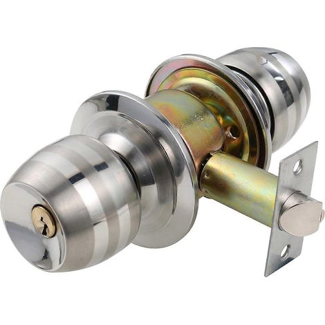 Serrure à bouton avec poignée à levier ronde, serrure à mortaise pour chambre à coucher en acier inoxydable (1/5)