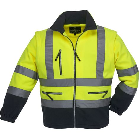 Veste polaire haute visibilité manches amovibles Coverguard STATION POLAR FLEECE Jaune / Marine XXL (1/2)