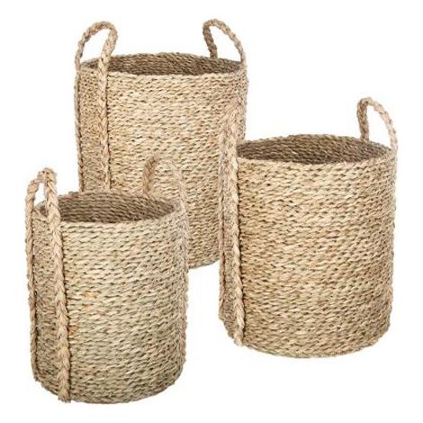 Conjunto de 3 cestas redondas color natural (1/5)